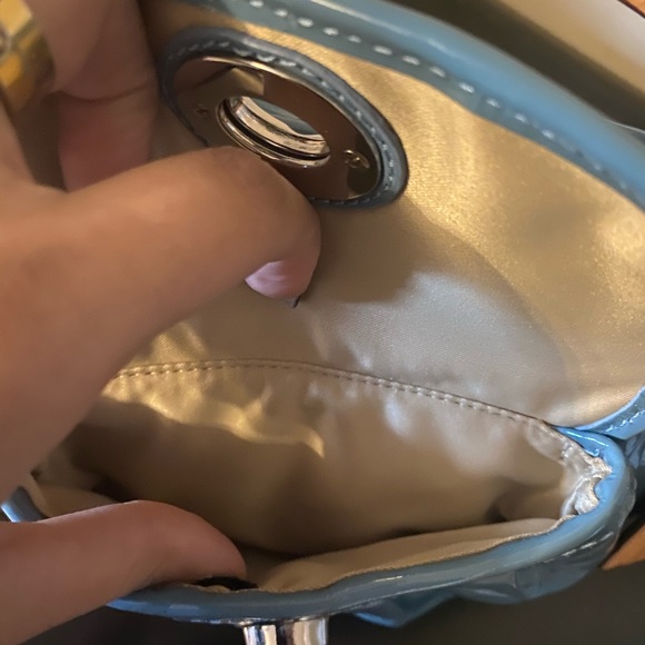 Blue Coach Embossed Signature Patent Leather Bag - Picture 2 of 16